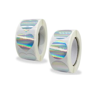500pcs/roll Cute Cartoon Laser Hologram Sticker Aesthetic Heart-shaped Circular Scrapbook Notebook Computer Phone Car Fun Sticker