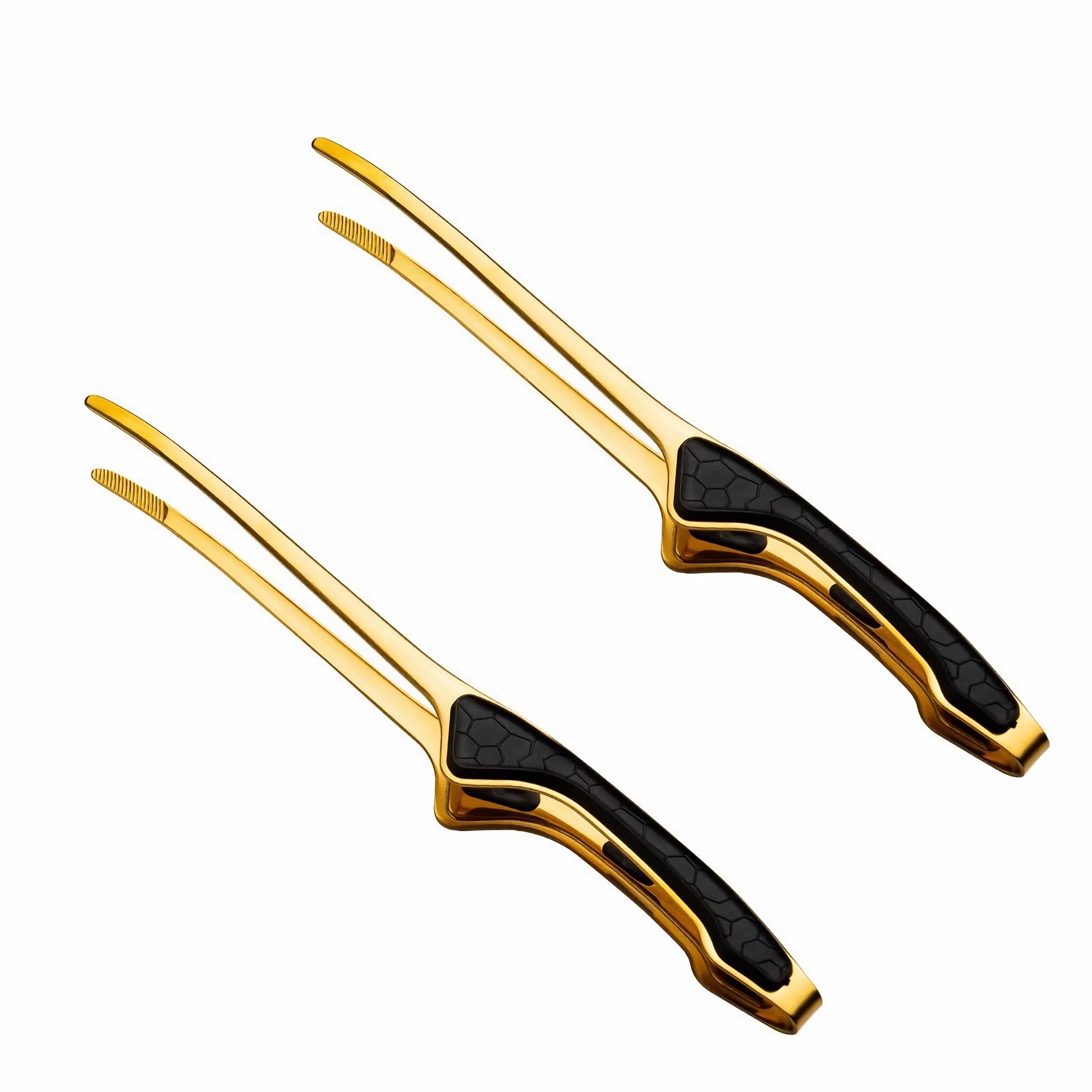 

LLiKZio Stainless Steel Tongs for Yakiniku, Camping, BBQs, Condiments, Cooking, Frying, and Pasta (Set of 2) 24cm, Slim, Easy-Grip, Non-Slip Tips,