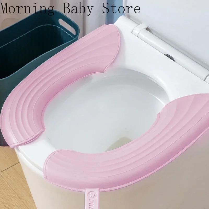

Waterproof EVA Adhesive Toilet Cover Cushion WC Toilet Sticky Seat Pad Bathroom Seat Lid Cover Household Universal рожевий