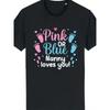 Men'S & Women'S Pink or Blue Gender Reveal T-Shirt - Baby Shower Announcement with Baby Footprints & "Nanny Loves You" Slogan, Cotton Casual Round
