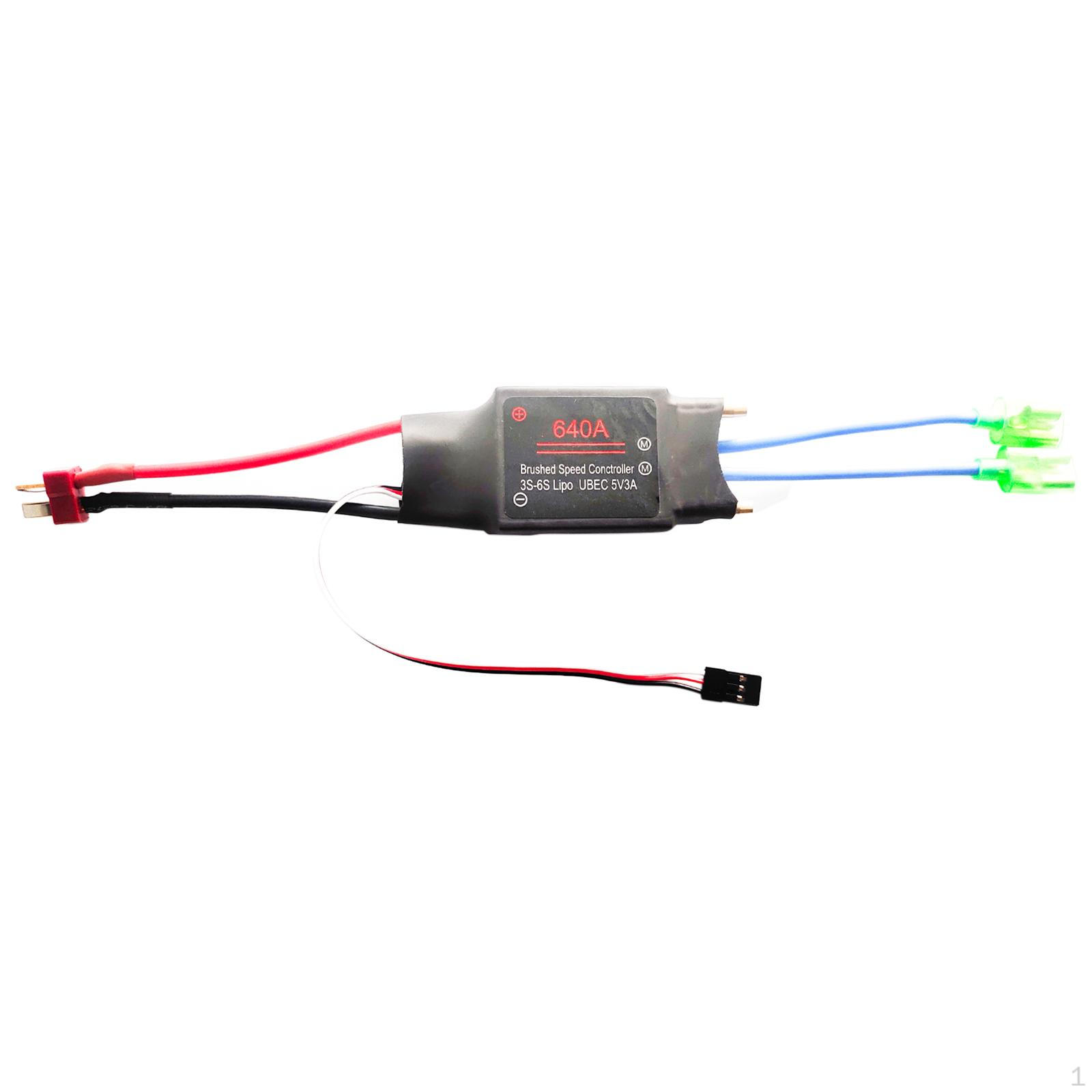 

Brushed 12V-24V Water Cooling ESC Regulator with 5V 3A for RC Fits 775/795/895/997 Motor 640A T Plug