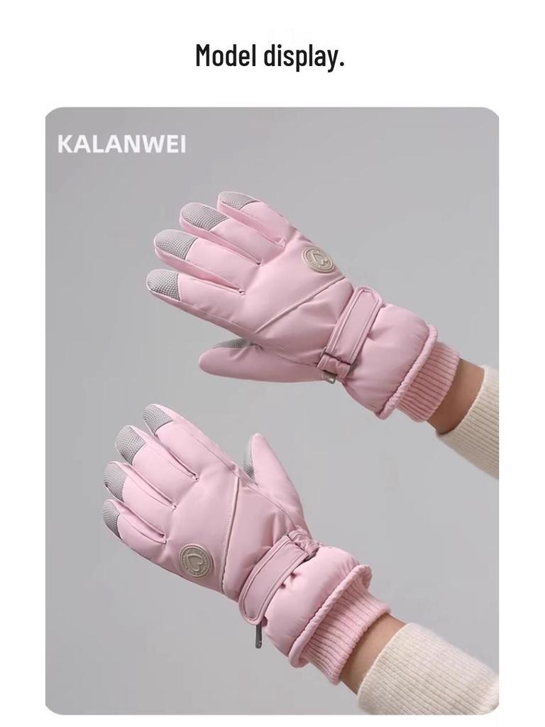 Women's Ski Gloves 2025: Velvet-Lined, Warm, Touchscreen Electric Bike Gloves for Autumn/Winter.