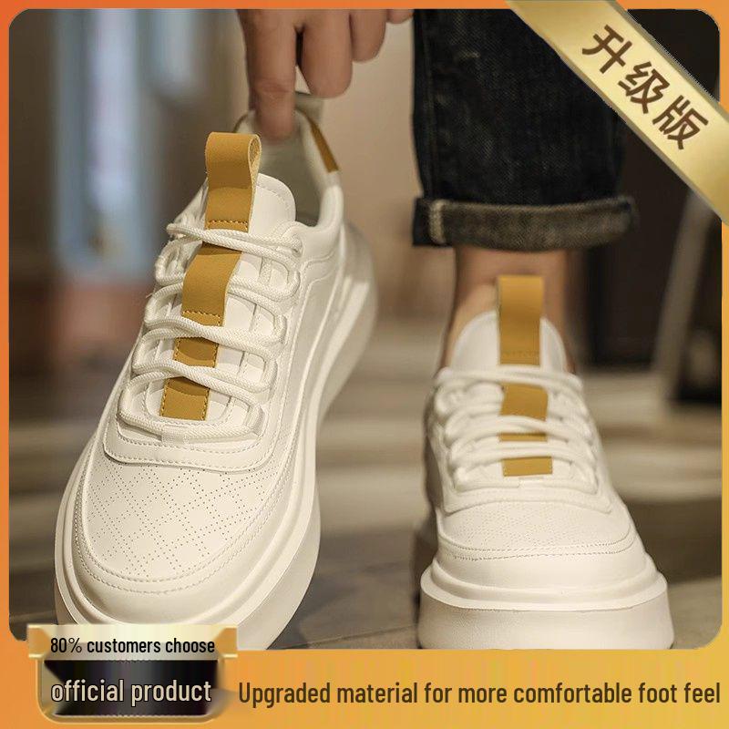 Men's 2025 Summer Breathable Casual White Sneakers - Non-slip, Thick Sole, Versatile Sports Shoes