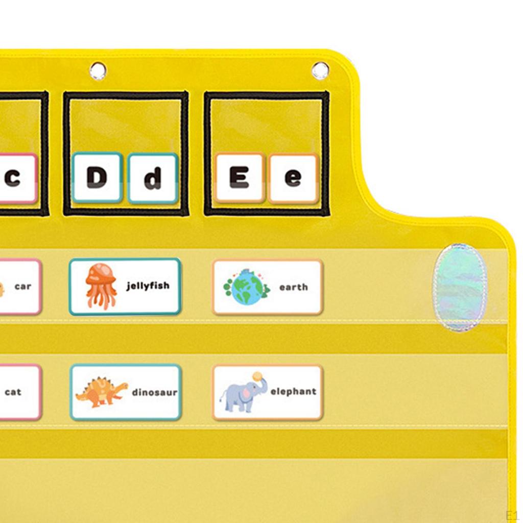 Classroom Pocket Chart, with Teaching Cards, Decor, School Bus Shaped for Kids Gifts