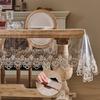 PVC Clear Dining Table Cloth Waterproof Washable Plastic Tablecloth Rectangular Soft Glass Lace Embroidery Tea Table Cover Mat
