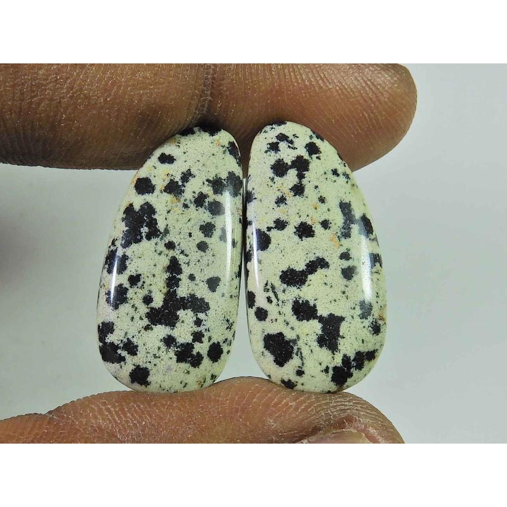 20.95Cts. Natural Dalmation Jasper (13mm X 26mm each) Cabochon Match Pair SK-2521