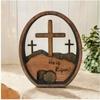 1PC Resurrected TOMB Wooden Cross Layered Tray Easter Egg Craft Decorative Ornament
