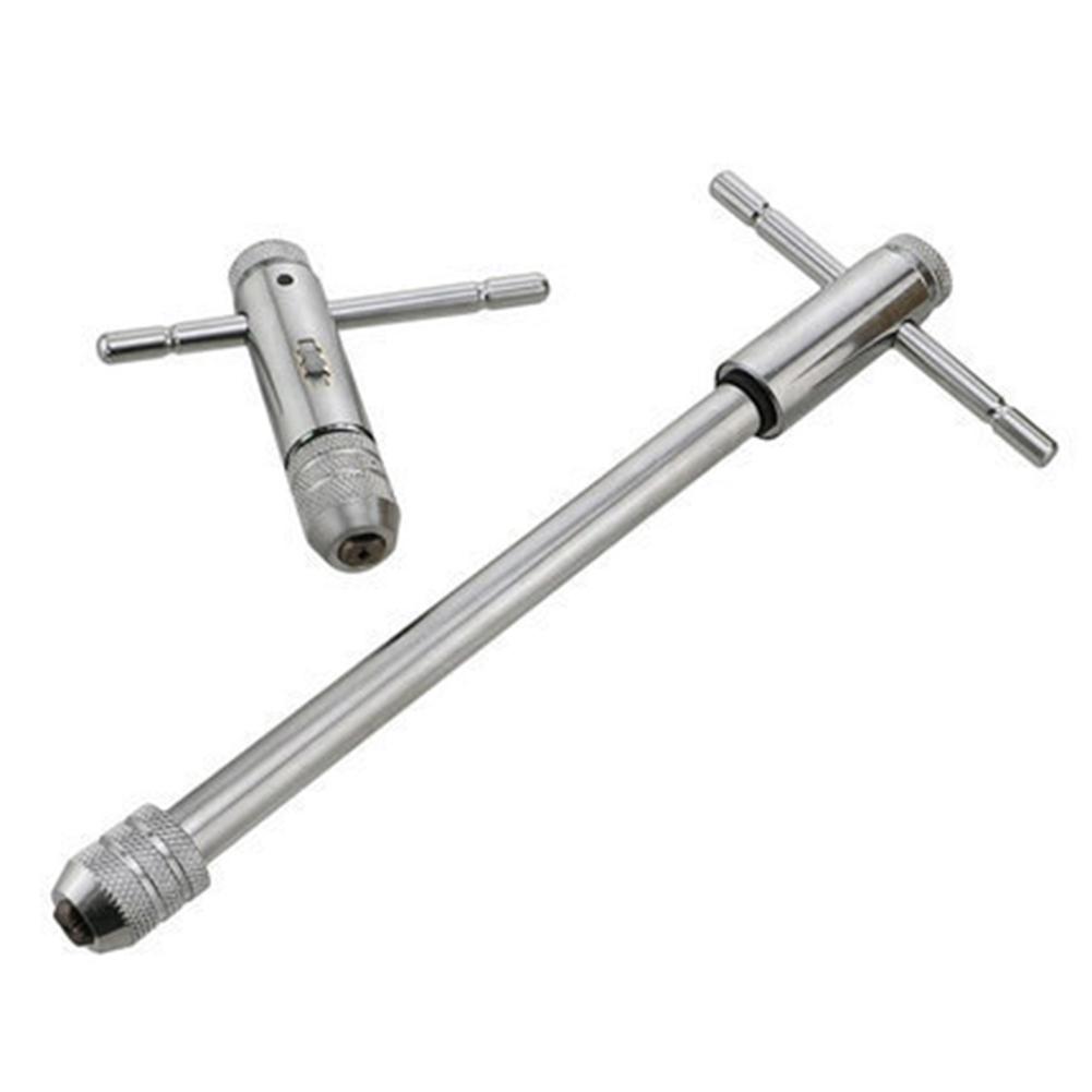 Adjustable Silver T-Handle Ratchet Tap Wrench Reamer Hand Manual Holder Wrench Metric M3-M8 M5-M12 Tap Wrench Hand Tapping Tools