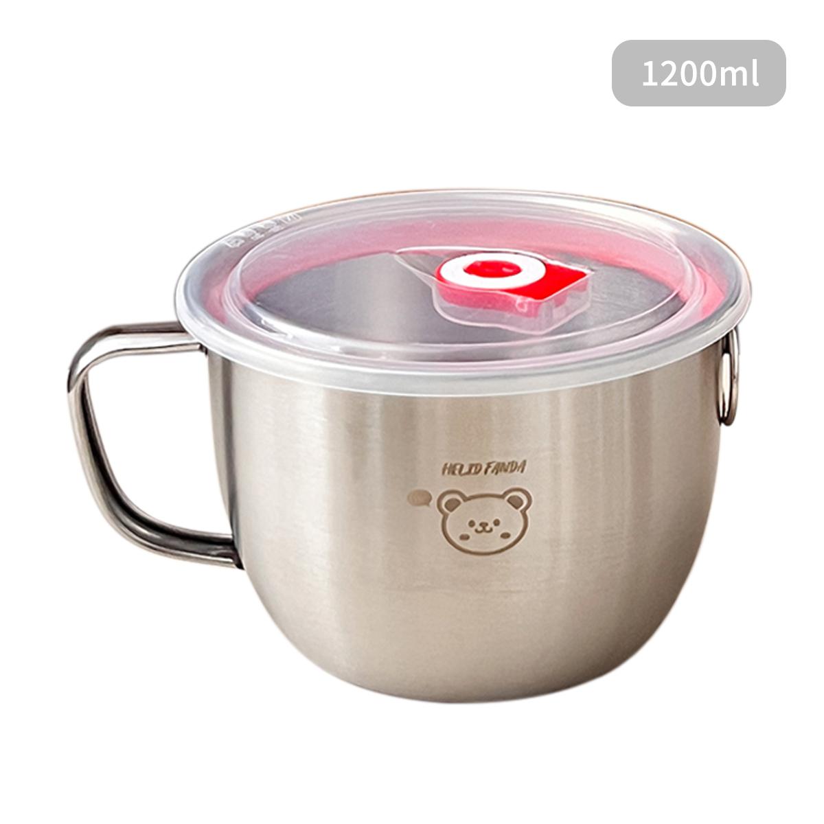 

WORTHBUY 1200 мл Миска для лапши быстрого приготовления из нержавеющей стали 304 Большой емкости Ланч-бокс Миска для рамена Портативный контейнер для еды с крышкой