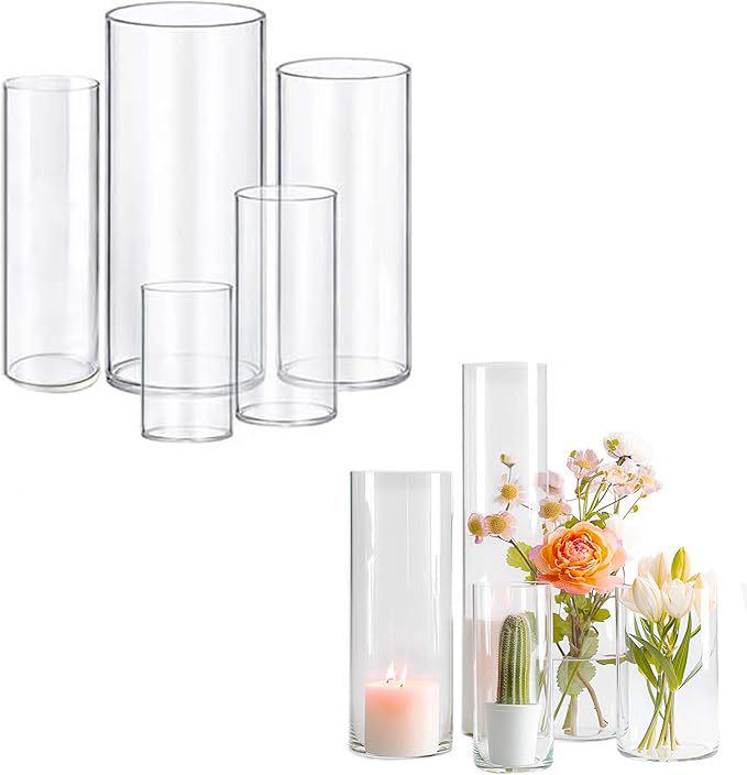 Cylindrical Glass Flower Vase for Wedding and Home Décor