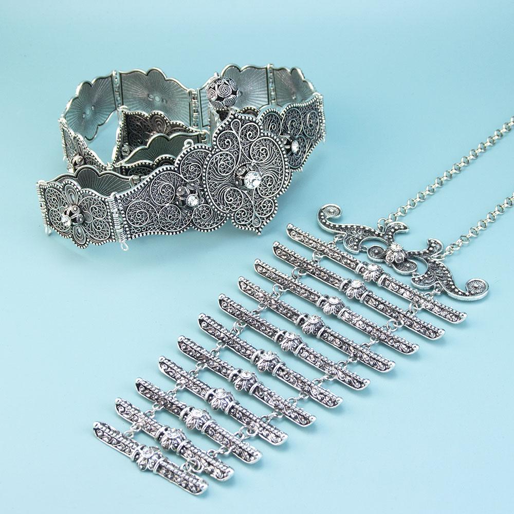 Chic Caucasus Belt Dress Waist Chain Breastplate Necklace Slavic Bridal Wedding Jewelry Sets For Women Turkish Ethnic Bijoux