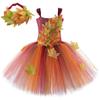 Autumn Maple Leaves Fairy Costumes for Girls Forest Woodland Elf Princess Dresses with Wings Children Halloween Christmas Outfit