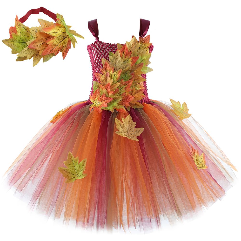 

Autumn Maple Leaves Fairy Costumes for Girls Forest Woodland Elf Princess Dresses with Wings Children Halloween Christmas Outfit 12 Months