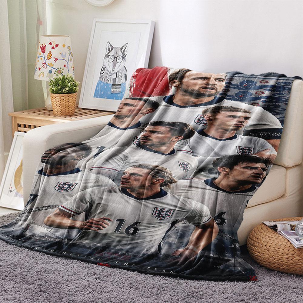 1PC England National Football Team Patterned Flannel Blanket Suitable For All Seasons for Home Decor Warmth and Comfort Gifts Holiday Present