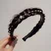 Synthetic Twisted Wig Headband Non-slip Korean Head Wrap Sweet Fishbone Braid Headband  Girl