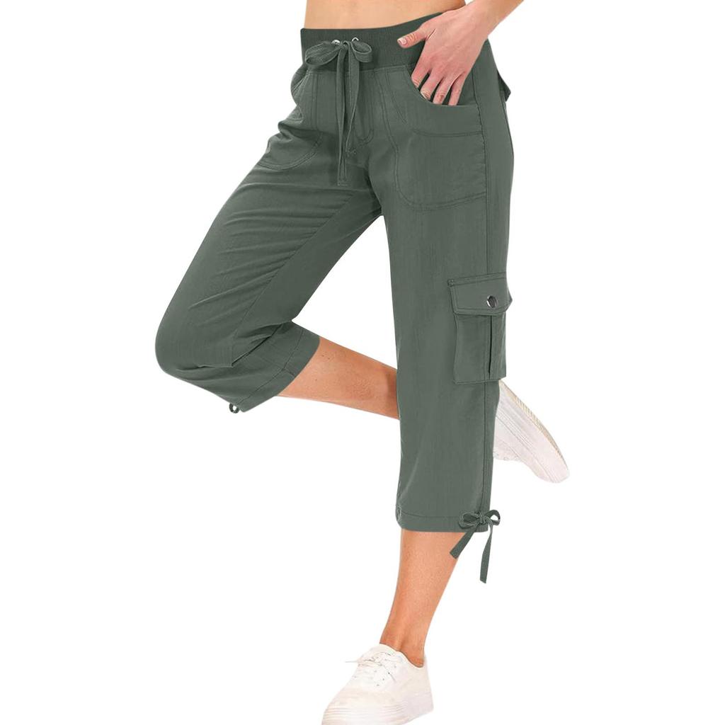 Womens Cargo Capris With 6 Pockets Lightweight Quick Dry Outdoor Travel Casual Comfy Summer Pants