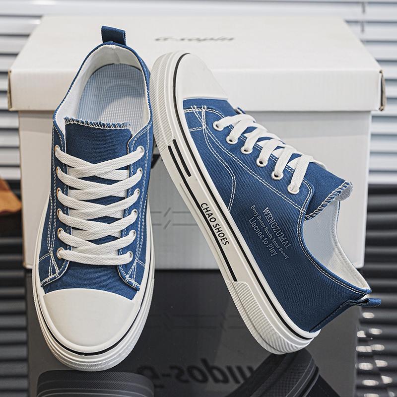 New Men's Fashion Low Top Skateboarding Canvas Breathable Shoes Students Boys Male Casual Comfortable Soft Sole Trending Sneakers