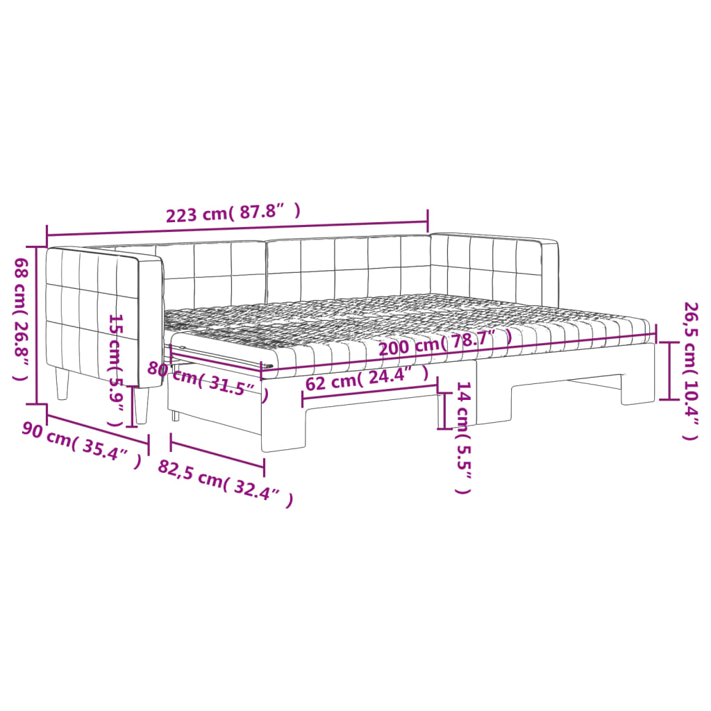 Daybed Extendable with Mattresses Pink 80 X 200 Cm Velvet