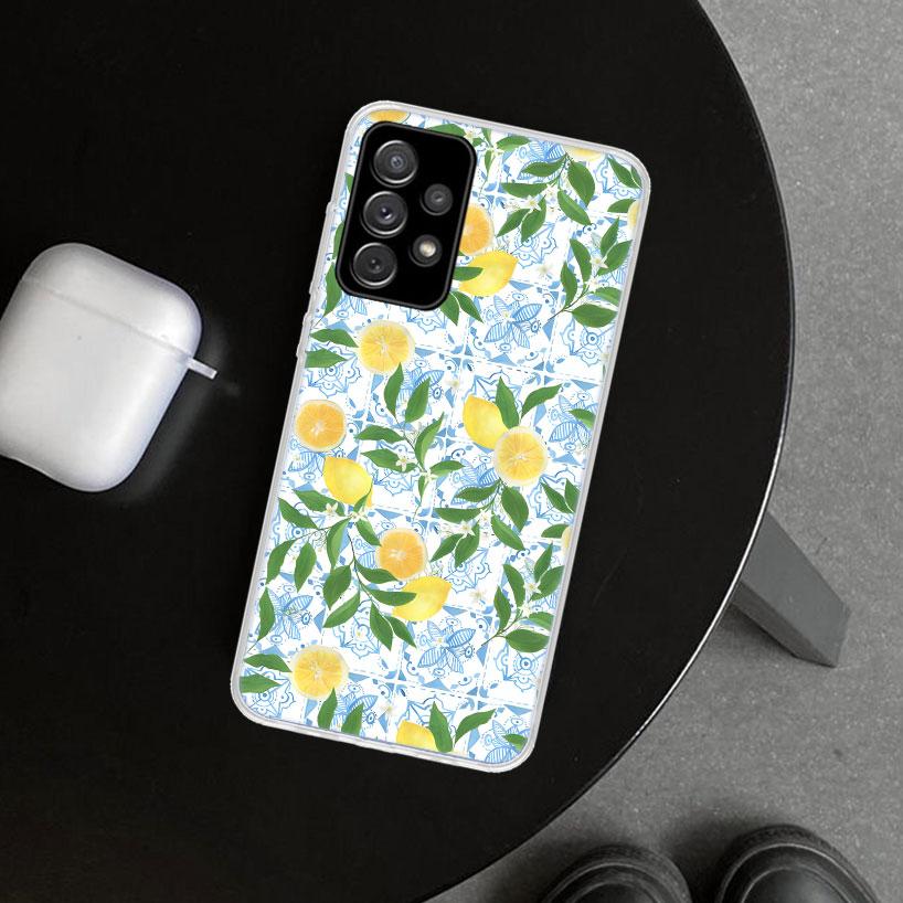 Summer Fruits Lemon Phone Case Cover for Samsung Galaxy A12 A22 A32 A52 A72 A02S A51 A50S A31 A20S A10S Note 20 Ultra 10 Plus Ga