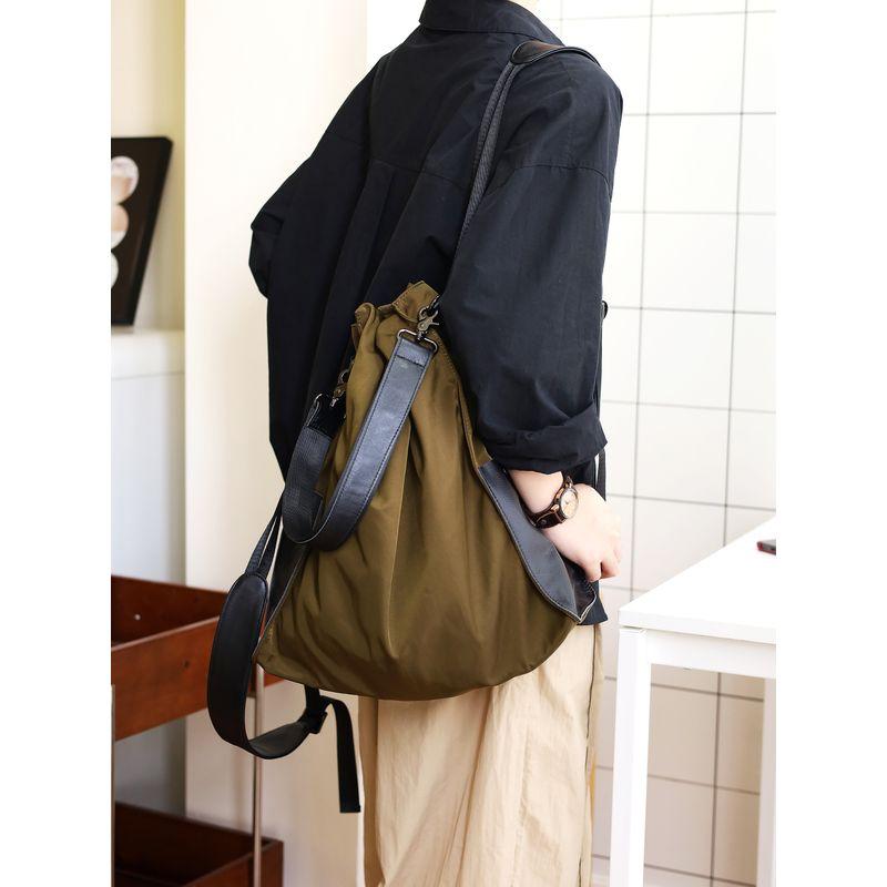 

Qibaige Original Drawstring Backpack Large Capacity All-Match Four Seasons Universal Women s Bag Drawstring Top Commuter Nylon Tote Bag Army Green