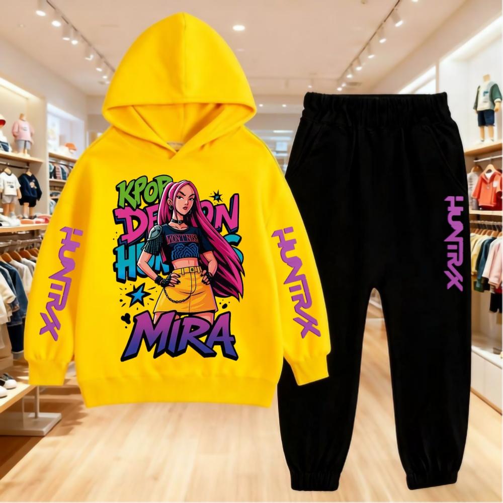 

KPop Мисливці на Демонів Принт Худі Дитячий Одяг Дитяче Худі+штани Підходить 5-14 років Хлопчики Дівчатка Рожевий Чорний Комплект Світшот 130