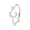 Ring - LUXENTER - Alphabet - 925 Sterling Silver - Brilliant Zirconia - Rhodium Plated Finish