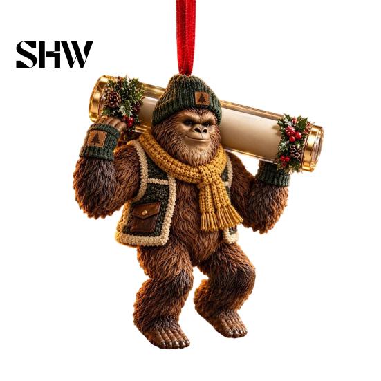 Festive Cash Holder for Holidays Big Foot Money Cash, 2D Acrylic Sasquatch Gift Fun Christmas Family Ornament, Clear Xmas Tree Hanging Decoration