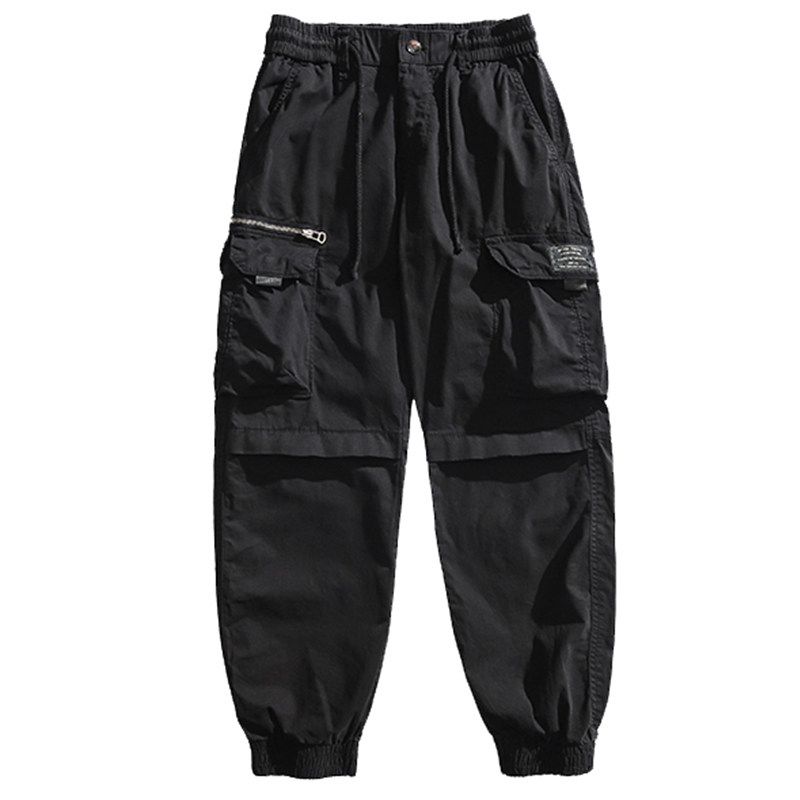 Japan fashion Retro Spring and Autumn Men's Loose Ankle-tied Multi-pockets Overalls American Casual All-matching Cotton Sports Trousers