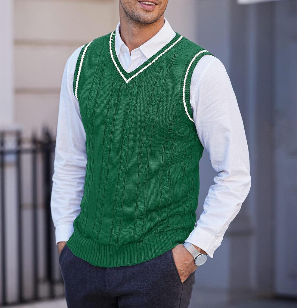 Effen, gebreid vest - zwart - - 25.00