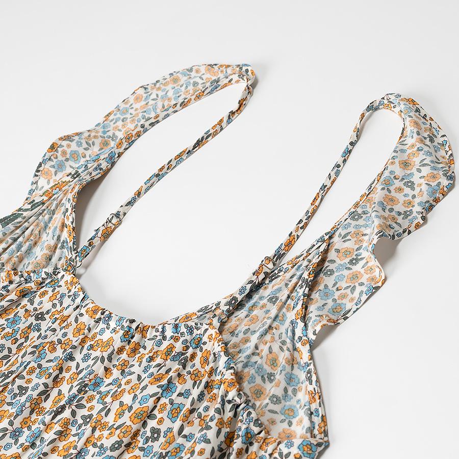 2025 Summer Floral Bohemian V-Neck Spaghetti Strap Swing Dress