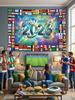 Fußball-Weltmeisterschaft 2026 Zuschauer Großes Wandbanner 2026 Fußball-Thema Wandteppich Coole Zimmer Deko Geschenk Für Freund Geeignet Für Schlafzimmer