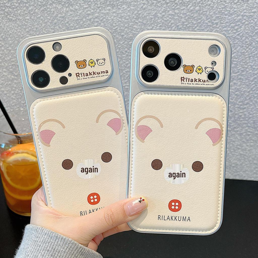Trendy Leather Rilakkuma Phone Case for iPhone 17 Pro Max - Drop-Proof, Cute Design, Fits iPhone 16/15