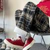 2024 Autumn/Winter Men's Trendy Plaid Woolen Loose Straight Trousers