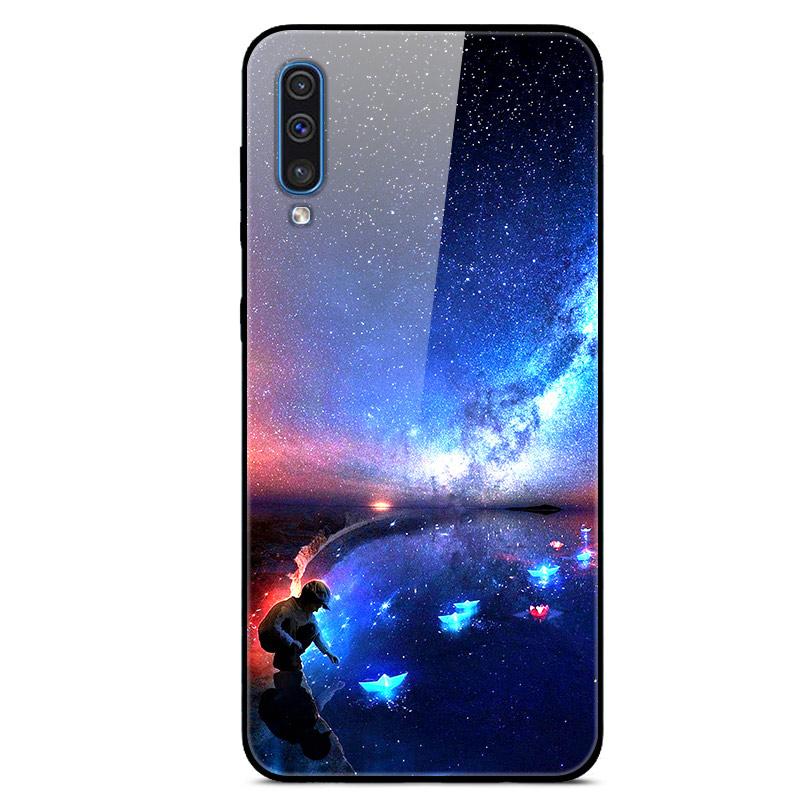 For Samsung A50 Case A51 Tempered Glass Planet Space Cover Glass Back Case for Samsung Galaxy A50S A51 A50 A 50 Fundas Coque