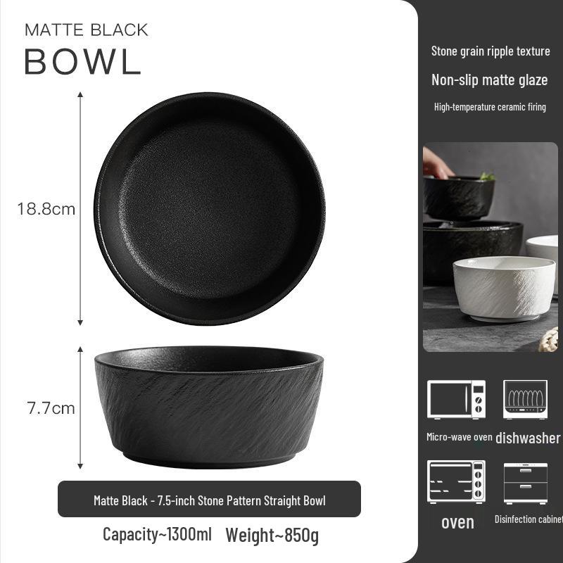 High-End Ceramic Bowl: Ideal for Rice, Instant Noodles, Soup, Salad—Perfect for Home or Dormitory Use