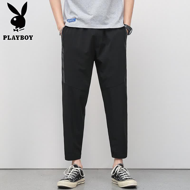 PLAYBOY Men s Ice Silk Loose Fit Cropped Pants 4XL