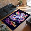 Unicorn Theme Crystal Velvet Floor Rug Personalized Custom Name Text Warm Carpet Home Decoration