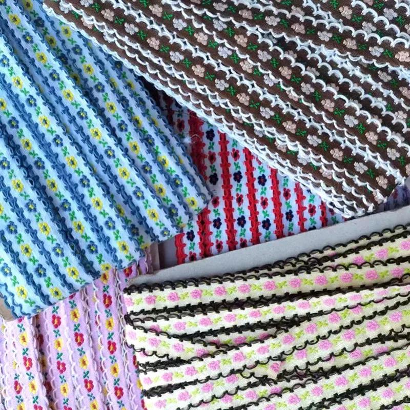 1cm Wide 22yard Ethnic Embroidery Lace Trim Countryside Style Ethnic Woven Ribbon Decoration Small Floral Clothing Accessory