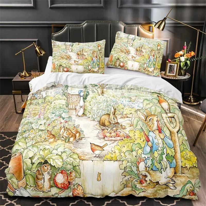 3D Print Peter the Rabbit  Bedding Set,Duvet Cover Comforter Bed Set Quilt Cover Pillowcase,King Queen Twin Size Boys Girls