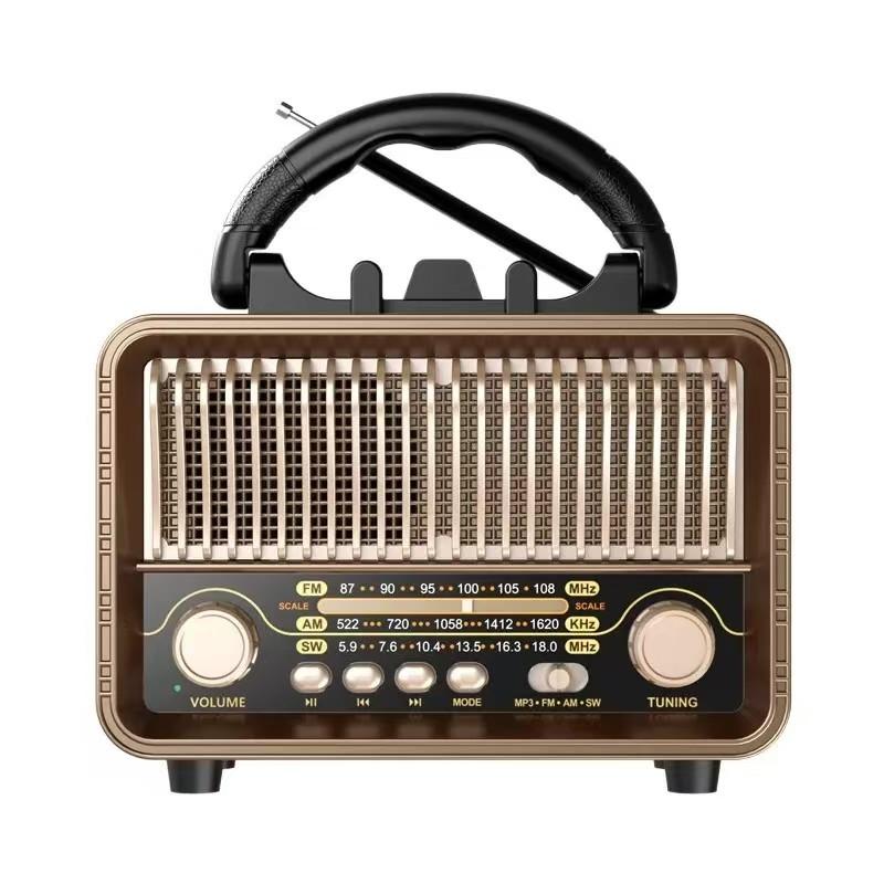 Retro Portable Radio Bluetooth Speaker  Desktop Wood Home Powerful Audio Gift TF/USB