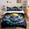 Mystical Owl Artwork Set Bedding Set with 1 Duvet Cover 2 Pillowcases Single Double King Queen, Gift