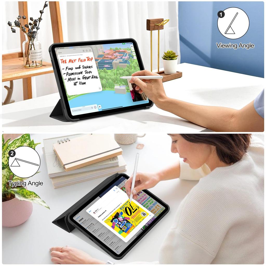 for iPad (A16) 11th Generation 11 Inch 2025/10th Generation 10.9 Inch 2022 Tri-fold Stand Flip Cover with Soft TPU Back Shell