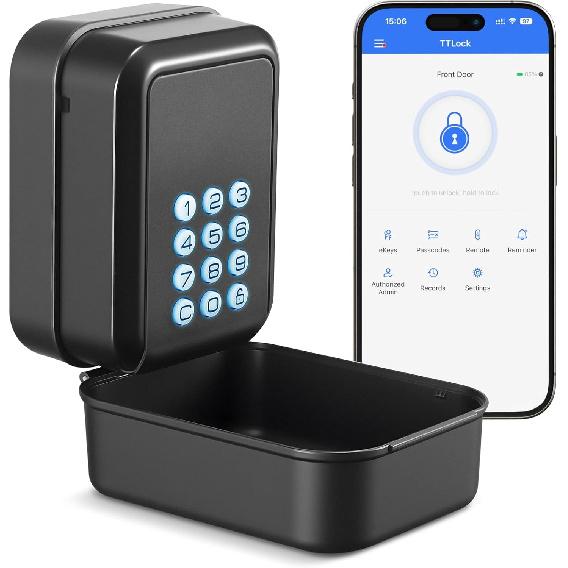 Smart Key Lock Box Electronic Bluetooth Lock Box with APP Control & PIN Code Types,Share eKey Wall Mounted Lock Box for Airbnb Realtor House Office