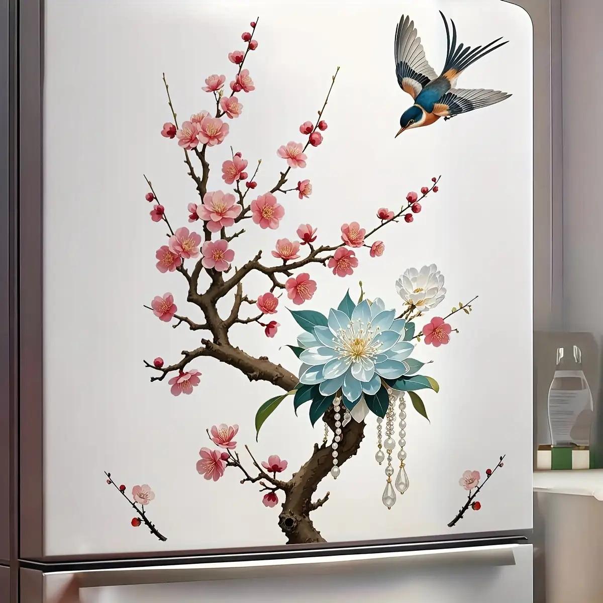 

Plum Blossom And Swallow Wall Sticker New Chinese Style Refrigerator Waterproof Floral Decor 29x45cm разноцветный