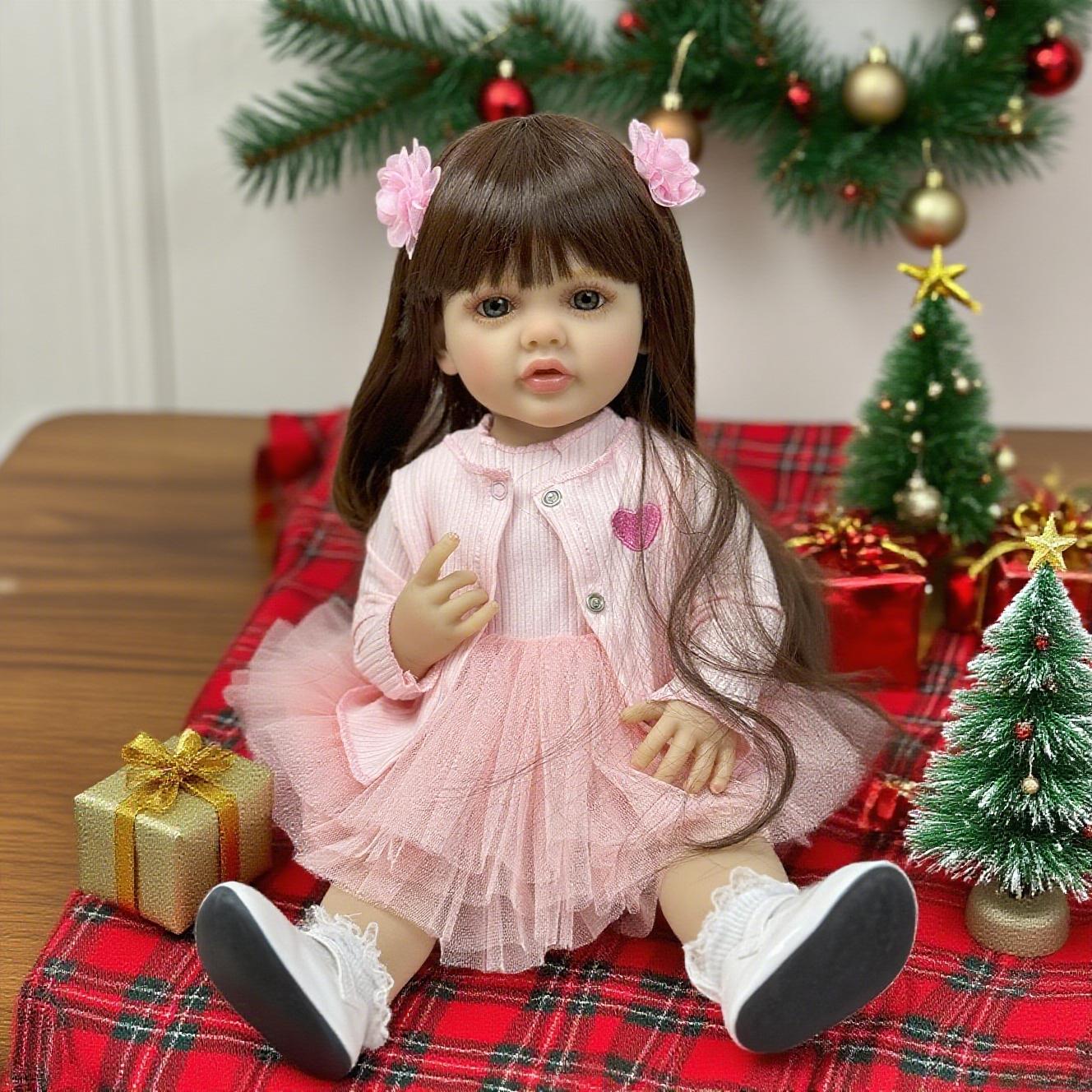 

BZDOLL 55 см 22 дюйма Кукла Реборн Девочка Игрушки Реалистичная Кукла с Полным Виниловым Телом Реалистичный Внешний Вид Новорожденная Принцесса Кукла Малышка Милый Подарок на День Рождения Куклы vinyl body doll