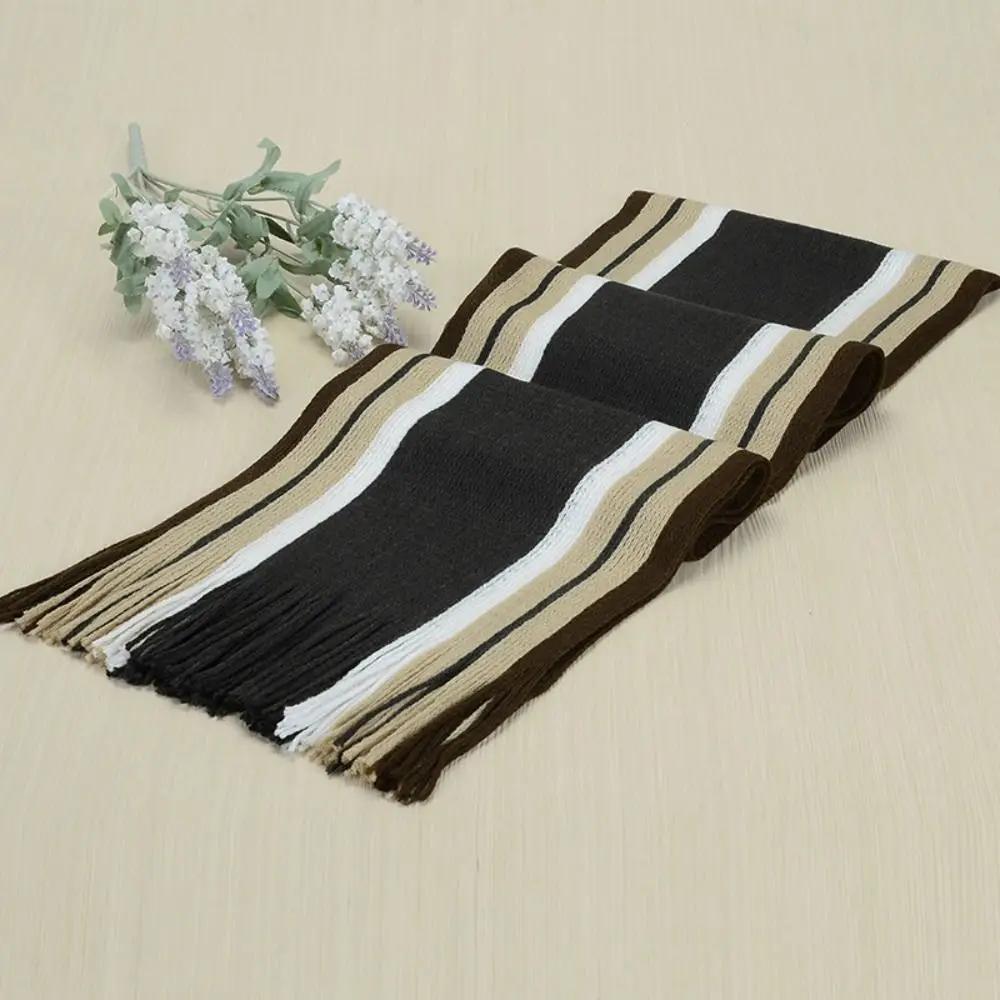 Cashmere Men Striped Scarf Fashion Thick Tassel Stole Neck Wrap Neck Warm Soft Winter Long Shawl