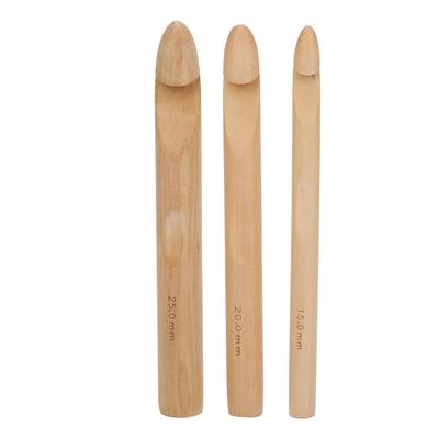 3pcs Large Thick Crochet Hook Wooden Knitting Needle Weaving Tool 15mm 20mm 25mm