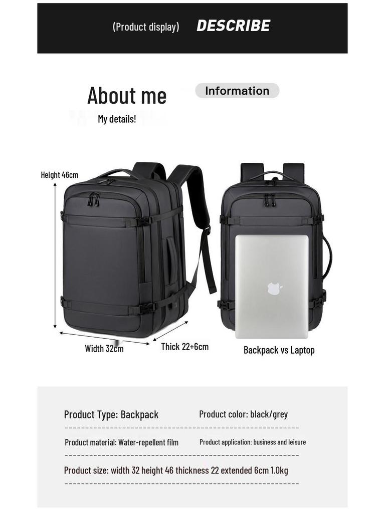 Large Capacity Water-Resistant Business Backpack with Charging Port