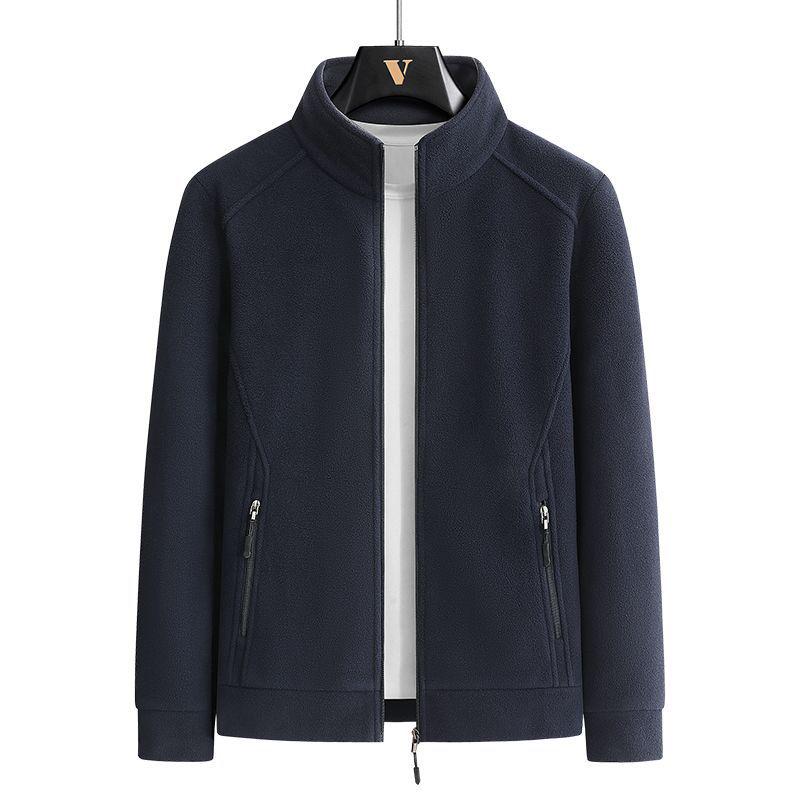Men's Heavyweight Fleece Hoodie: Large Autumn/Winter Jacket for Middle-Aged & Elderly, Plus Velvet Lambswool Dad Wear