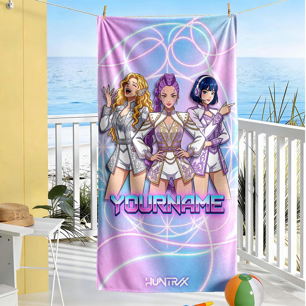 Demon Hunter Girls Customizable Name Beach Towel Quick-Dry Soft Microfiber Portable for SwimmingBeachCamping Travel Beach AccessoriesGym